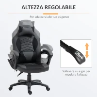 HOMCOM Sedia Poltrona da Ufficio Massaggiante e Riscaldante Design Ergonomico Reclinabile Finta pelle 68L×69P×(108-117)Acm Nera(m-5)