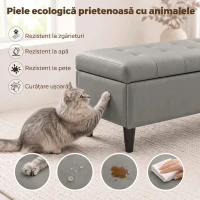 HOMCOM Bancă cu depozitare 136 L, 110x41x42 cm, piele ecologică potrivită pentru animale de companie, gri(m-4)