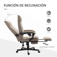 Vinsetto Silla de Oficina Reclinable con Altura Ajustable Reposabrazos y Reposapiés Retráctil 68x67x106-114 cm Marrón(m-5)