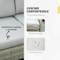 Outsunny Salotto da Giardino 7 Pezzi Modulabile in Rattan PE con Cuscini, Beige(m-6)