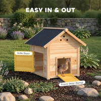 PawHut Wooden Duck House with Double Doors, Openable Roof, Ventilation Holes, Removable Base, Natural Wood Finish(m-5)
