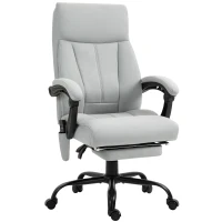 Vinsetto Bureaustoel met Massage- en Verwarmingsfunctie, Voetsteun, Tot 120 kg, Grijs(m-1)