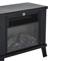 HOMCOM Camino Elettrico da Terra Moderno 600W/1200W con Effetto Fiamma, Caminetto Elettrico con Protezione da Surriscaldamento e Antiribaltamento, 34x17x31 cm, Nero(m-8)