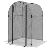 Outsunny Vogelbeschermingsnet, plantenbescherming, stevig, deur met ritssluiting, 120x120x188 cm, Zwart/Zilver(m-10)