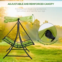 Outsunny 2 Seater Garden Swing Seat Bed, Sun Lounger with Adjustable Canopy, Cushioned Seat and Weather Resistant Steel Frame for Patio, Yard, Green(m-4)