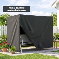 Outsunny Husă pentru Balansoar de Grădină cu 3 Locuri, Impermeabilă și Anti-UV, 220x125x172 cm, Negru(m-8)