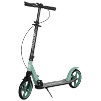 HOMCOM One-click Folding Kick Scooter for 14+ w/ Adjustable Handlebar, Push Scooter with Kickstand, Dual Brake System, Shock Absorber, 200mm Wheels & ABEC-9 Bearings, Green(m-1)
