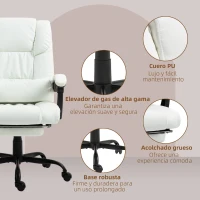 Vinsetto Silla de Oficina con Masaje de 6 Puntos Respaldo Alto Reclinable Altura Ajustable Reposapiés y Mando a Distancia Blanco(m-8)
