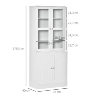 HOMCOM Boekenplank Wandplank Plank, 2 planken, 76 cm x 40 cm x 178,5 cm, Wit(m-3)