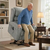 HOMCOM Velvet-Feel Electric Riser Recliner Chair - Grey(m-9)
