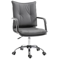 Vinsetto Poltrona Sedia da Ufficio Design Moderno Altezza Regolabile Imbottita, Pelle PU Cotone PP, Grigio, 64 x 57 x 91-101 cm(m-1)