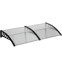 Outsunny Deuroverkapping, Bescherming tegen Regen, Wind en Hagel, Polycarbonaat, Aluminium, 200 x 96 x 27 cm, Zwart(m-11)