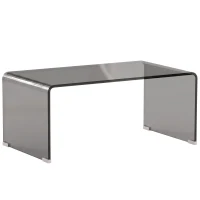 HOMCOM Mesa de centro de vidrio, mesa de salón rectangular diseño moderno con bordes redondeados seguros, gris claro transparente(m-1)