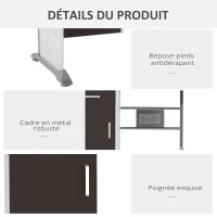 HOMCOM Bureau d'ordinateur, 100 x 52 x 75 cm, bureau avec tablette coulissante pour clavier, tiroirs et support d'unité centrale, table informatique pour étudier noyer foncé et blanc(m-5)