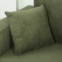 HOMCOM Loveseat Sofa with Wide Seat, Corduroy 2 Seater Couch with Deep Seat, Spring Cushion, Green(m-10)
