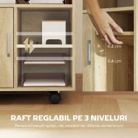 HOMCOM Dulăpior pentru Imprimantă cu Rafturi Deschise și Compartiment din Lemn, 60x50x65,5 cm, Nuanță Lemn(m-5)