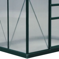 Outsunny 6 x 4ft Polycarbonate Greenhouse, Large Walk in Green House with Slide Door and Window, Garden Plants Grow House with Aluminium Frame and Foundation, Dark Green(m-9)