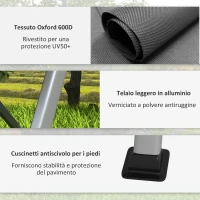 Outsunny Sedia da Campeggio Pieghevole con Schienale Regolabile, in Alluminio e Poliestere 74x59.5x98 cm, Grigio e Argento(m-7)