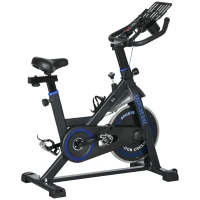 HOMCOM Bicicleta Estática com Volante de Inércia 8 kg Ecrã LCD Guiador e Assento Ajustáveis 103x53x110-114 cm Azul(m-11)