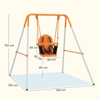 Outsunny Balançoire portique pour enfants de 6 à 36 mois capacité de charge de 25 Kg en acier hauteur 122 cm orange(m-3)