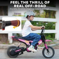 AIYAPLAY Kids Electric Motorbike, 24V Ride On Motorcycle with 3 Speeds and Rear Suspension, Dirt Bike for 8-12 Years Old, Pink(m-5)