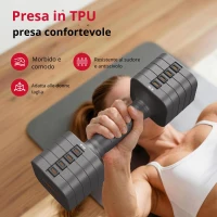 Set di manubri regolabile 5‑in‑1 (2 pezzi), Dual‑Lock, impugnatura morbida in TPU, 29,5x24,5x13 cm, Grigio(m-1)