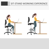Vinsetto Tabouret à roulettes réglable en hauteur 69-91 cm avec dossier inclinable et repose-pieds réglable(m-5)