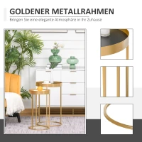 HOMCOM 2-delige set bijzettafels in retrodesign met verhoogde rand, 39 cm x 39 cm x 63 cm, metaal, MDF-hout(m-6)