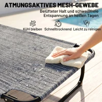 Outsunny Zonnebed Tuinligstoel Relaxlig, opvouwbaar, weerbestendig, 194 cm x 72 cm x 31 cm, Zwart + Grijs(m-6)