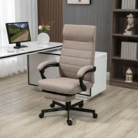 Vinsetto Silla de Oficina Reclinable con Altura Ajustable Reposabrazos y Reposapiés Retráctil 68x67x106-114 cm Marrón(m-10)