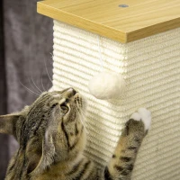 PawHut kattenboom, 80 cm, krabpaal voor katten met speelgoedbal, krabpaal van sisaltouw, krabpaal voor katten met krabplank, kattenmeubel, eiken+crèmewit(m-8)