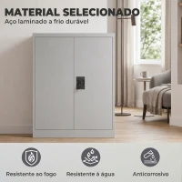 Vinsetto Armário de Escritório Metálico com 2 Portas Fechadura Prateleira Ajustável Armário Metálico 80x40x92,5 cm Cinza(m-4)