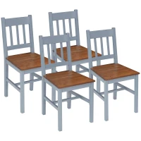 HOMCOM Dining Chairs Set of 4, Kitchen Chair with Slat Back, Pine Wood Structure for Living Room and Dining Room, Grey(m-1)