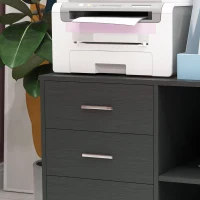 HOMCOM Freestanding Printer Stand Unit Office Desk Side Mobile Storage w/ Wheels 3 Drawers, 2 Open Shelves Modern Style 80L x 40W x 65H cm - Black(m-8)