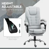 HOMCOM Linen-Look Adjustable Office Chair - Light Grey(m-4)
