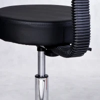 HOMCOM Sgabello con Schienale da Salone Sedia Girevole in Finta Pelle Altezza Regolabile Nero(m-9)