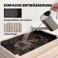 Outsunny 4-delig verhoogd bloemenbed van hout 4 combinatiemodi tuinbalkon 50 x 30 x 60 cm naturel(m-6)