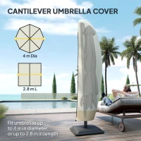 Outsunny Parasol Cover, 300D Oxford Cantilever Umbrella Cover Fit for 2-4m Parasol, Banana Umbrella Protector with Zipper for Outdoor Garden, Patio, White(m-4)