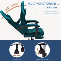 Chaise gaming avec repose-pieds, coussin doux pour la nuque et les lombaires, coussin de soutien amovible, 60x60x122 cm, bleu marine(m-1)