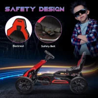 HOMCOM 12V Electric Go-Kart for Kids, Ride-On Racing Go-Kart, with Forward and Reversing Functions, for Ages 3-8 Years - Red(m-6)