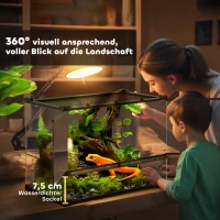 PawHut Glazen Terrarium voor Reptielen, verhoogde & waterdichte bodem, knopvergrendeling(m-6)