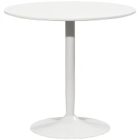 HOMCOM Eettafel voor 2 Personen, Ronde Tafelblad Ø80 cm, MDF en Staal, Antislip, Wit, 75H cm(m-1)