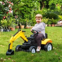 HOMCOM Kids Ride on Digger Pedal Go Kart Pretend Play Construction No Power Truck with Horn for 3 - 6 Years, Yellow(m-2)