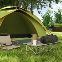 Outsunny Opvouwbare Campingtafel met Oprolbaar Tafelblad, Tuintafel van Aluminium voor 2 Personen, 95 x 55 cm, Khaki(m-2)