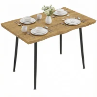 HOMCOM Eettafel voor 4 Personen, 110 cm Noordse Rechthoekige Keukentafel met Stalen Poten voor Woonkamer en Eetkamer, Eik(m-12)