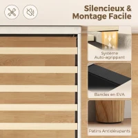 HOMCOM Cadre de Lit 160 x 200 cm avec Sommier, Lit Double Rembourré en Velours Côtelé, Espace de Rangement Au-Dessous, Crème(m-6)