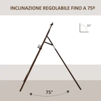 HOMCOM Cavalletto Pittura, 135 cm Cavalletto Treppiede per Dipingere su Tela, Cavalletto in Legno di Pino Regolabile, Portatile e Pieghevole con Pennello per Studio, Artisti e Pittori, Caffè(m-5)