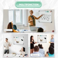 HOMCOM Tableau blanc magnétique cadre aluminium 60 x 45 cm avec feutres, effaceur et aimants(m-6)