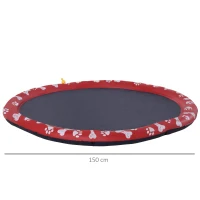 PawHut Hondenbad, met waterspuit, opvouwbaar, antislip, stevig, kunststof, Ø150 cm, Rood(m-3)