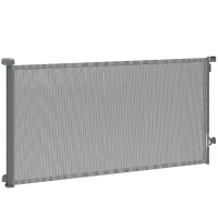 PawHut Barrera de Seguridad para Perros Retráctil Extensible hasta 180 cm de Ancho para Escaleras y Puertas Gris(m-11)